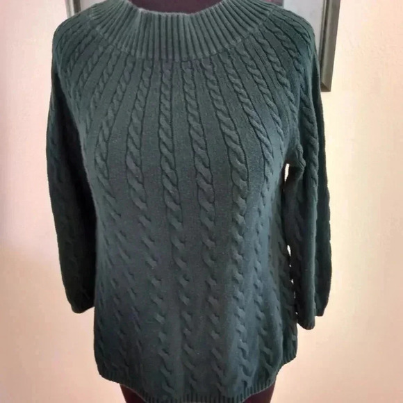 Talbots Dark Green Cable Knit Sweater Women's Small - Picture 3 of 12